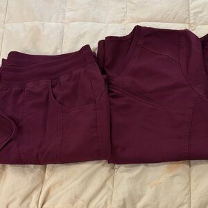 Women's Burgundy Scrub Set